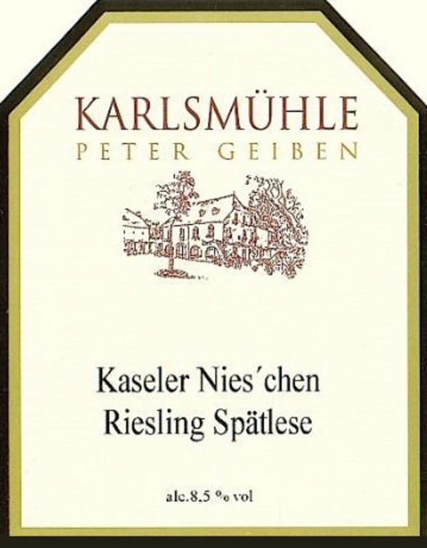 Weingut Karlsmuhle Kaseler Nies'chen Spatlese Riesling 2015 Front Label
