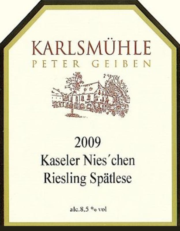 Weingut Karlsmuhle Kaseler Nies'chen Spatlese Riesling 2009 Front Label