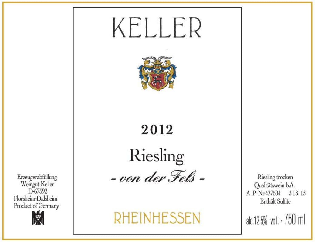 Weingut Keller Von der Fels Trocken Riesling 2012 Front Label