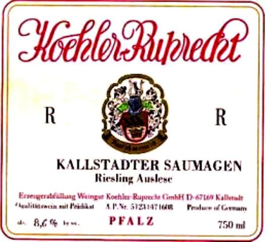 Koehler-Ruprecht Kallstadter Saumagen R Auslese Riesling 2008 Front Label