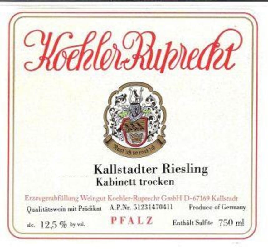 Koehler-Ruprecht Kallstadter Saumagen Kabinett Trocken Riesling 2012 Front Label