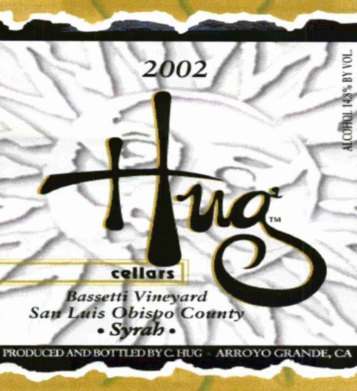 Hug Cellars Bassetti Vineyard Syrah 2002 Front Label