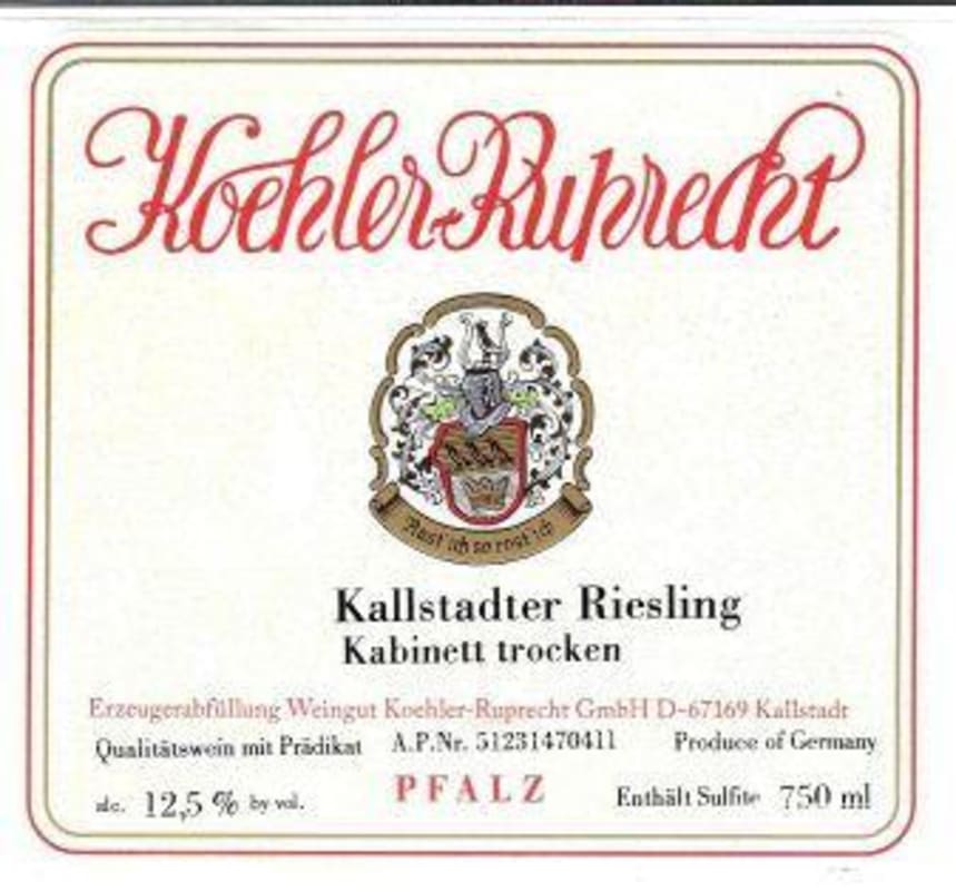 Koehler-Ruprecht Kallstadter Kabinett Trocken Riesling 2013 Front Label