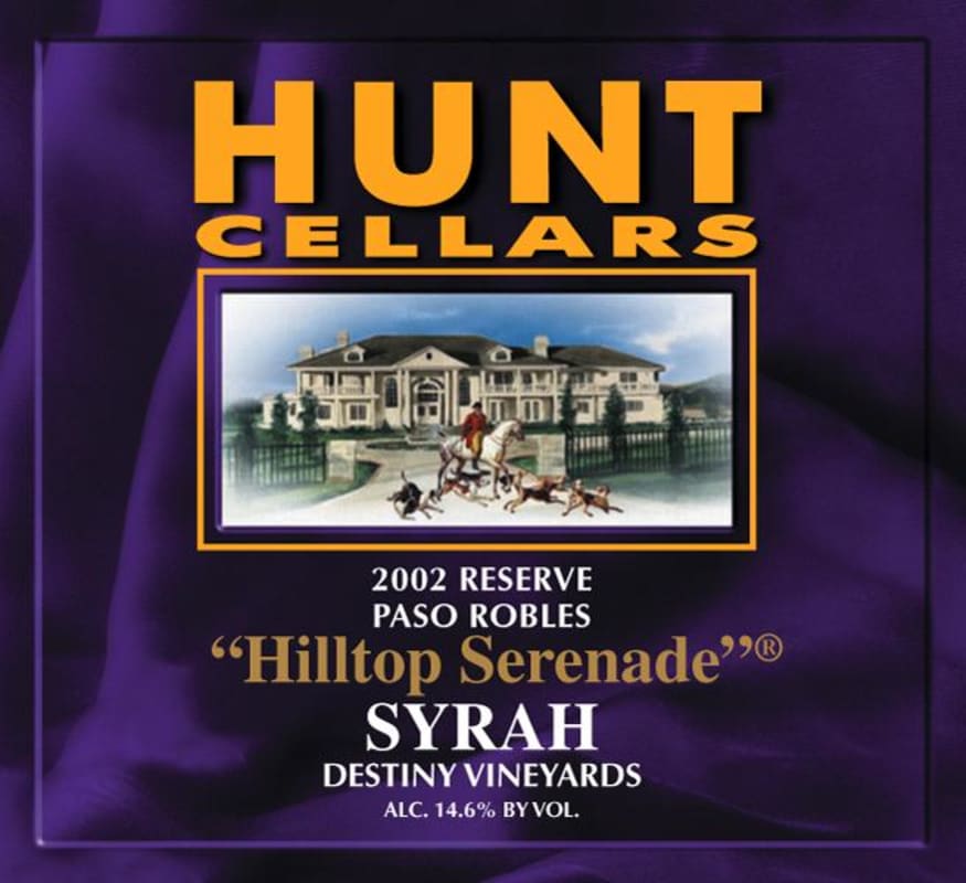 Hunt Cellars Hilltop Serenade Reserve Syrah 2002 Front Label