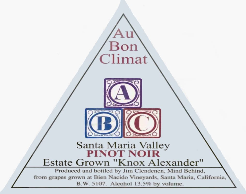 Au Bon Climat Knox Alexander Pinot Noir 2002 Front Label
