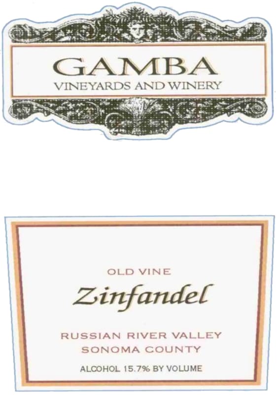 Gamba Old Vine Zinfandel 2009 Front Label