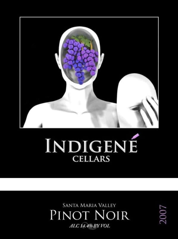 Indigene Cellars Pinot Noir 2007 Front Label