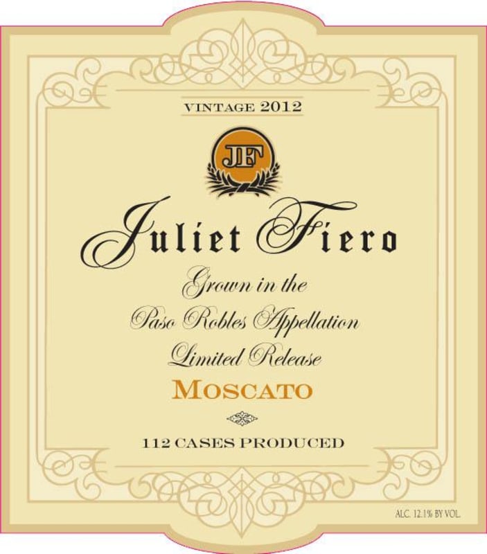 J & J Cellars Juliet Fiero Moscato 2012 Front Label