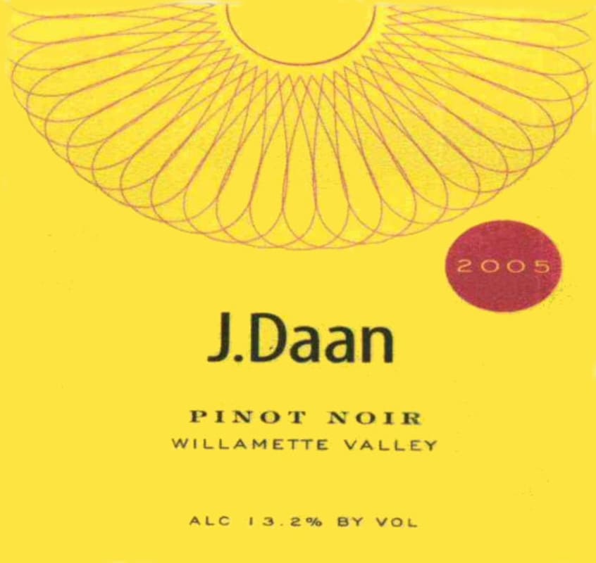 J. Daan Wine Cellars Pinot Noir 2005 Front Label
