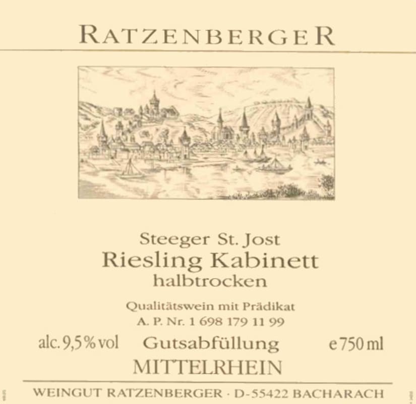 Weingut Ratzenberger Steeger St. Jost Kabinett Halbtrocken Riesling 2003 Front Label