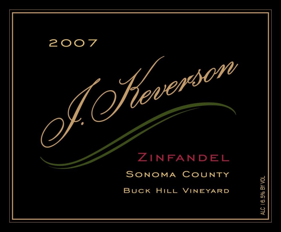 J. Keverson Winery Buck Hill Vineyards Zinfandel 2007 Front Label