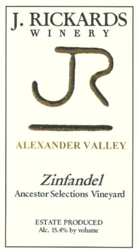 J. Rickards Winery Ancestor Selections Zinfandel 2009 Front Label