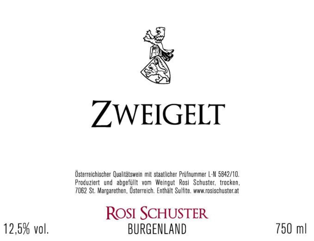 Weingut Rosi Schuster Zweigelt 2013 Front Label