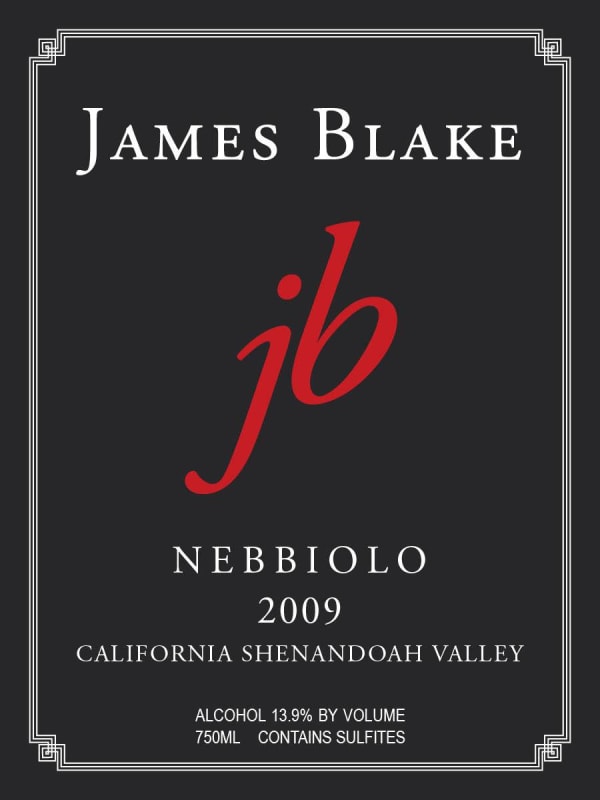 James Blake Wines Nebbiolo 2009 Front Label