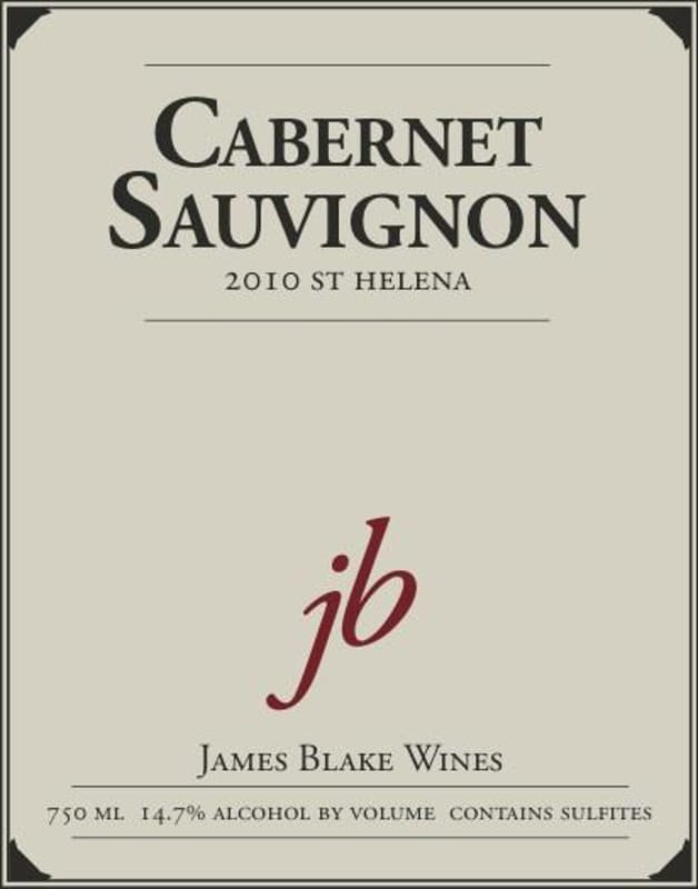 James Blake Wines Cabernet Sauvignon 2010 Front Label