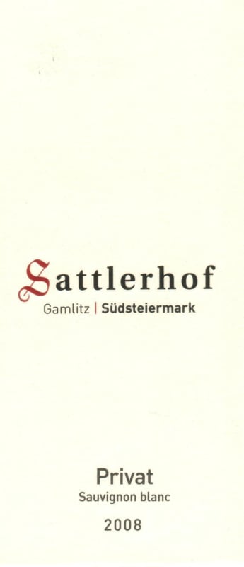 Weingut Sattlerhof Privat Sauvignon Blanc 2008 Front Label