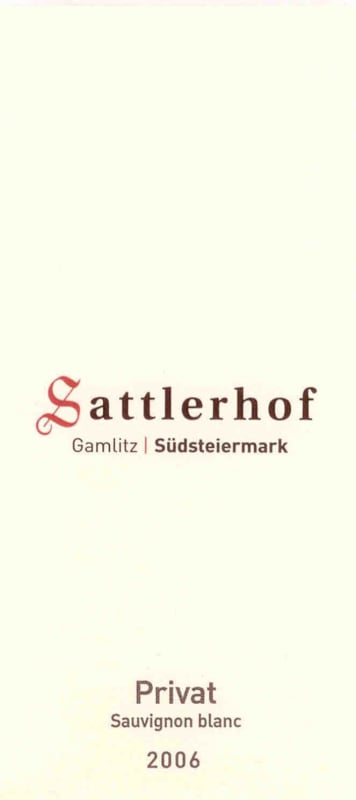 Weingut Sattlerhof Privat Sauvignon Blanc 2006 Front Label