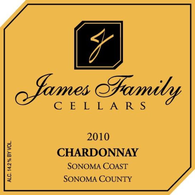 James Family Cellars LLC. Chardonnay 2010 Front Label