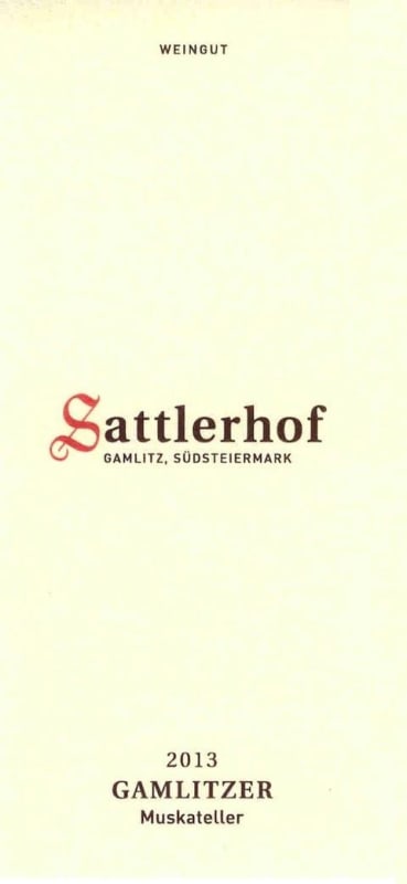 Weingut Sattlerhof Gamlitzer Steirische Klassik STK Muskateller 2013 Front Label