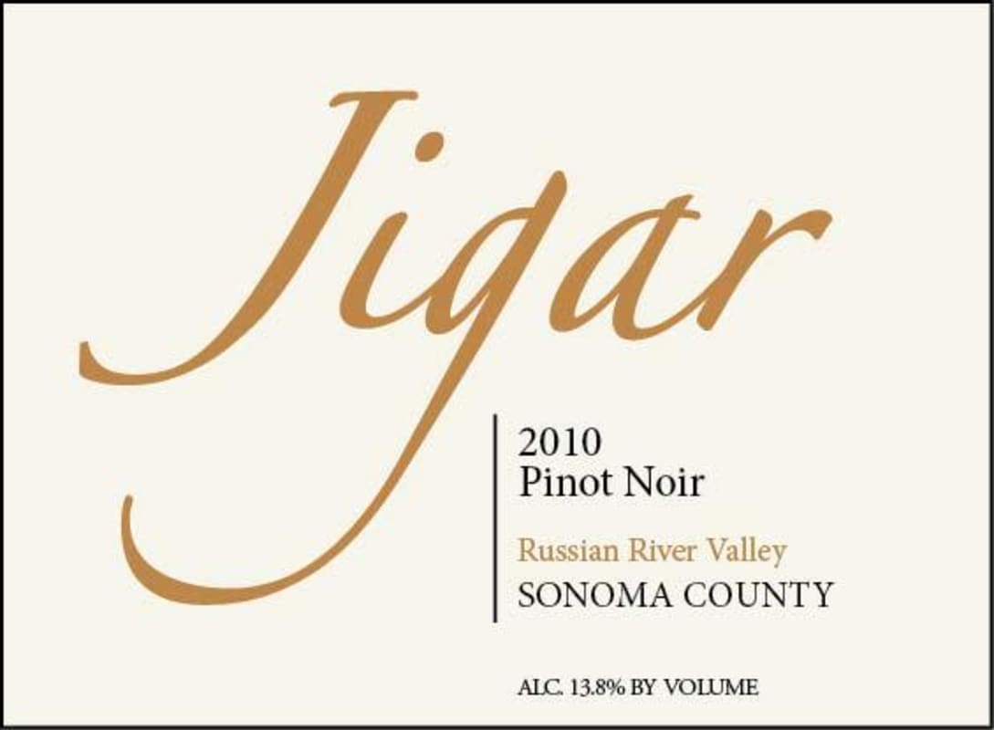 Jigar Wines Pinot Noir 2010 Front Label