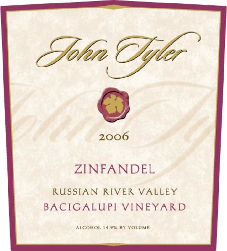 John Tyler Wines Bacigalupi Vineyard Zinfandel 2006 Front Label