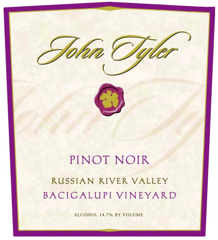 John Tyler Wines Bacigalupi Vineyard Pinot Noir 2008 Front Label
