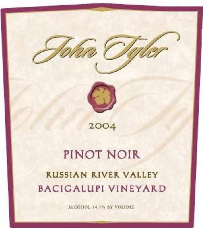 John Tyler Wines Bacigalupi Vineyard Pinot Noir 2004 Front Label