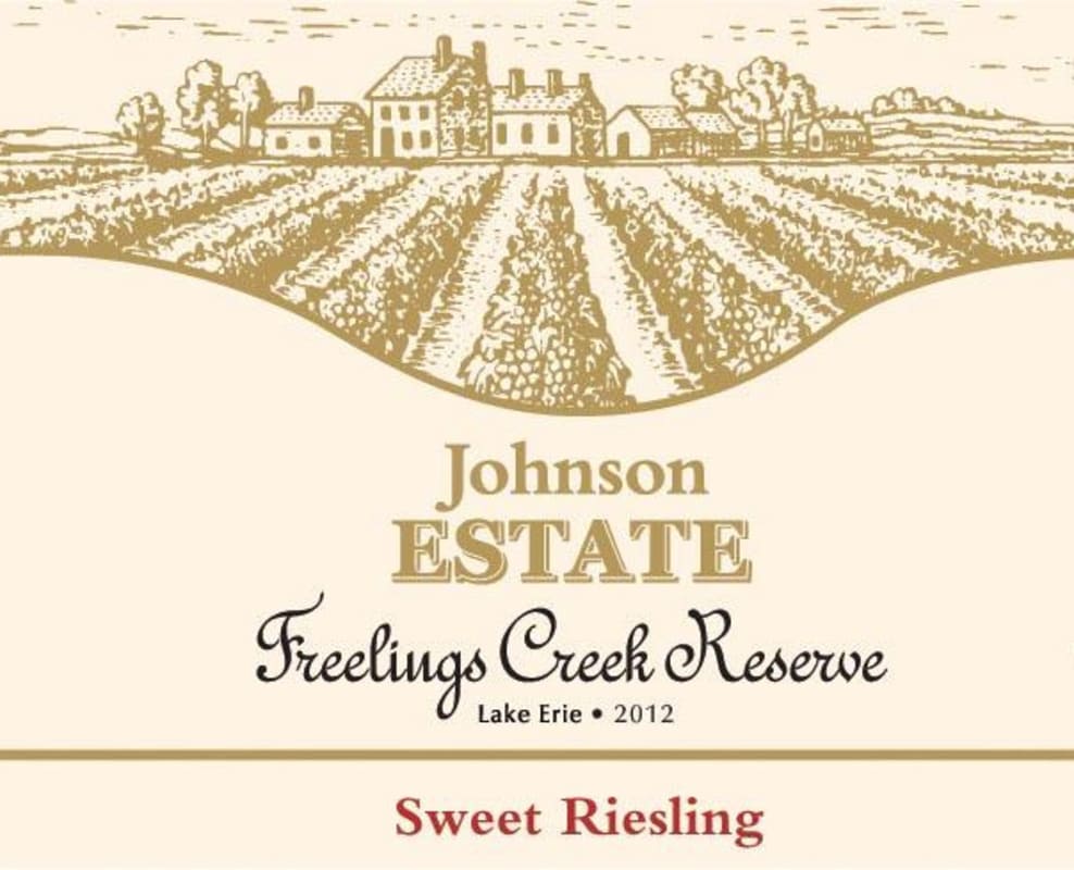 Johnson Estate Winery Freelings Creek Reserve Sweet Riesling 2012 Front Label