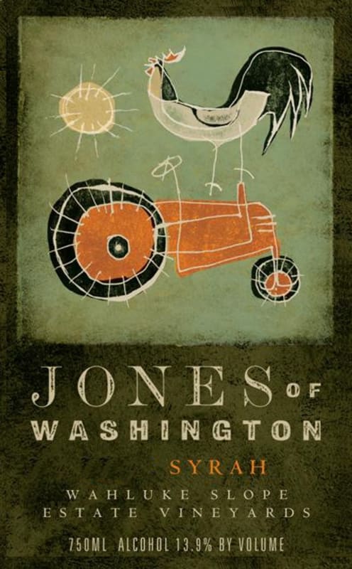 Jones of Washington Wine Estate Vineyards Syrah 2012 Front Label