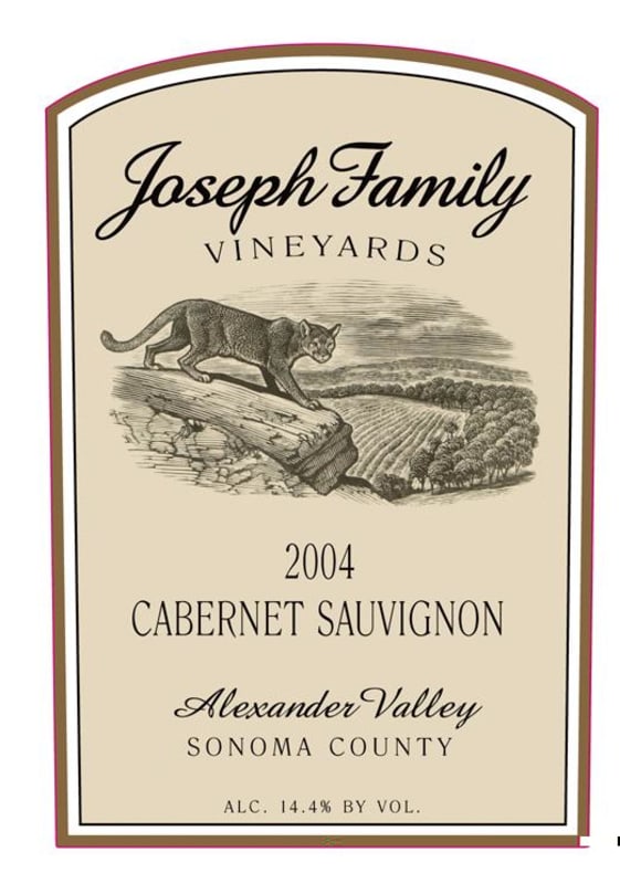 Joseph Family Vineyards Cabernet Sauvignon 2004 Front Label