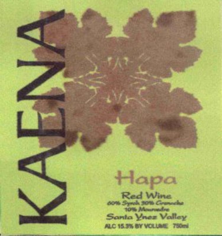 Kaena Wines Hapa Red 2010 Front Label