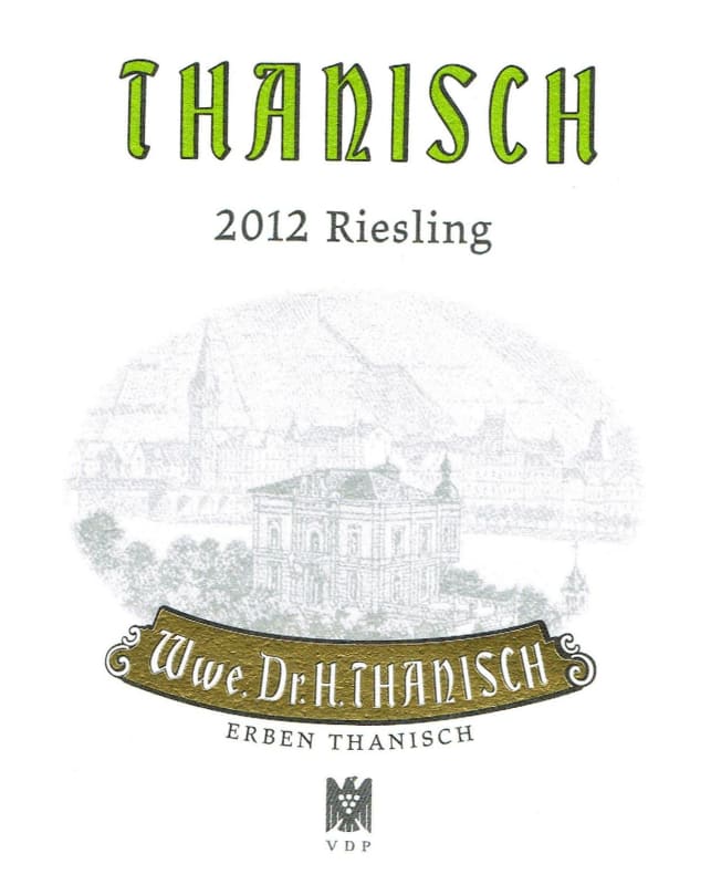 Dr. H. Thanisch (Erben Thanisch) Riesling 2012 Front Label