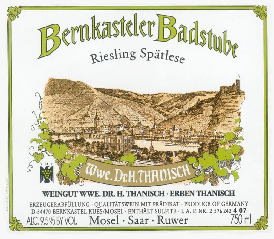 Dr. H. Thanisch (Erben Thanisch) Bernkasteler Badstube Spatlese Riesling 2009 Front Label