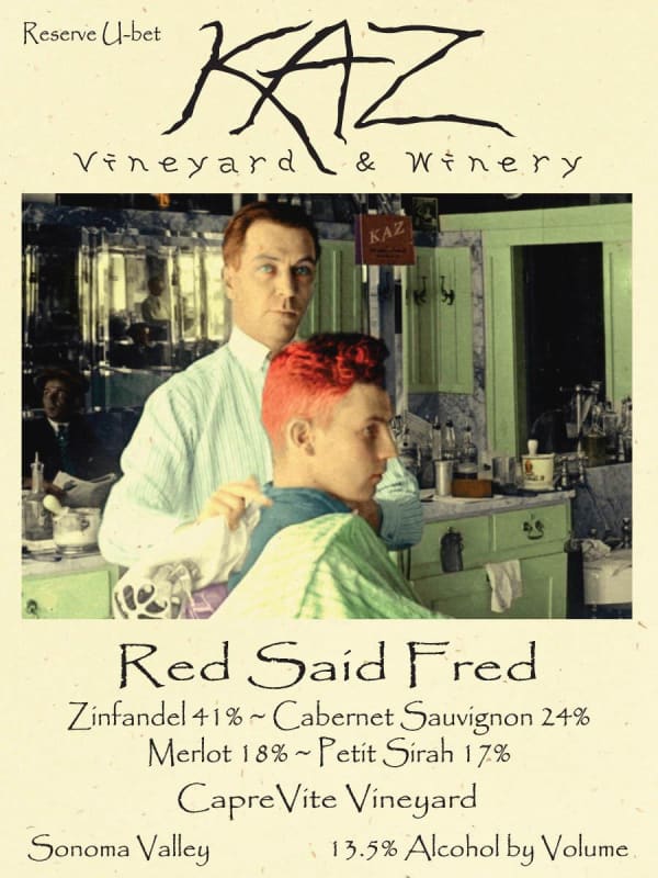 Kaz Winery Red Said Fred Capre Vite Vineyard 2012 Front Label