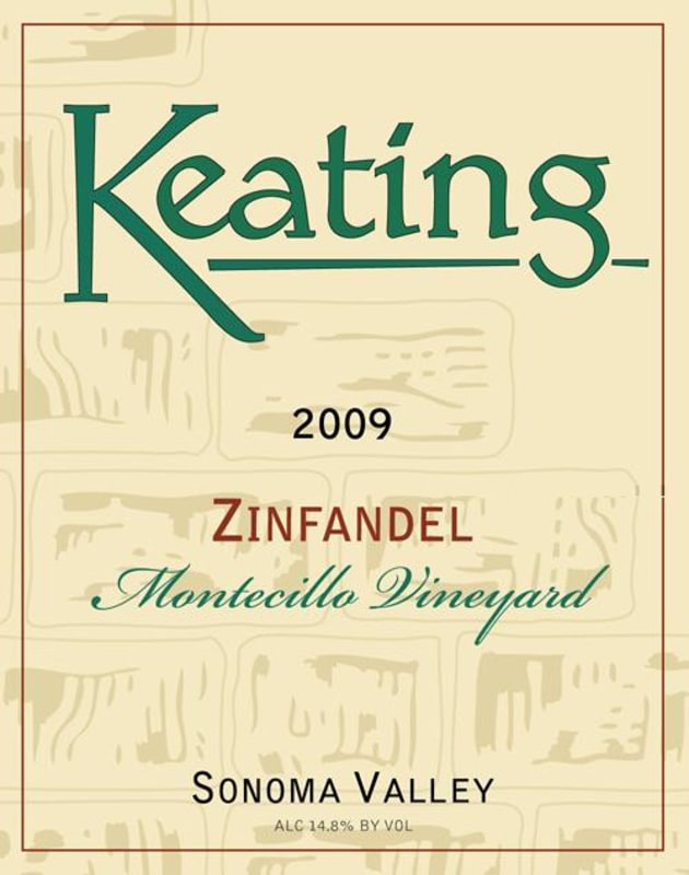 Keating Wines Monticillo Vineyard Zinfandel 2009 Front Label