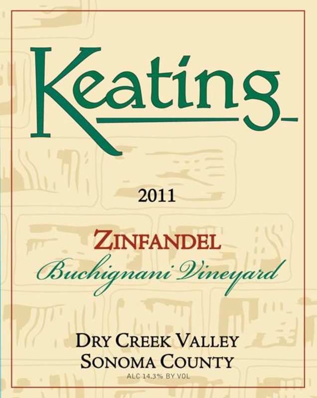 Keating Wines Buchignani Vineyard Zinfandel 2011 Front Label