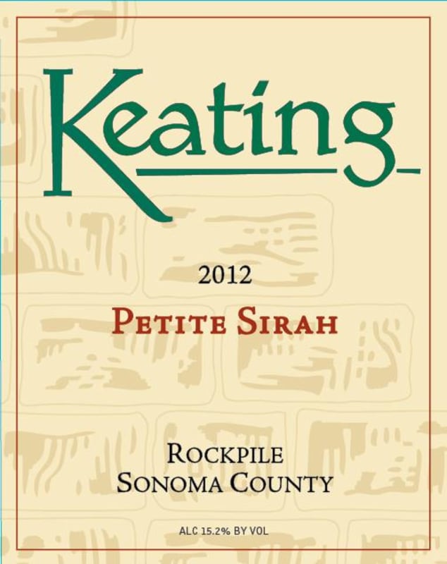 Keating Wines Petite Sirah 2012 Front Label