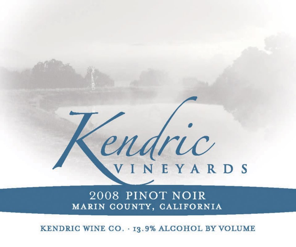 Kendric Vineyards Pinot Noir 2008 Front Label
