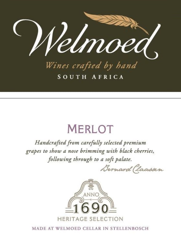 Welmoed Wines Merlot 2013 Front Label