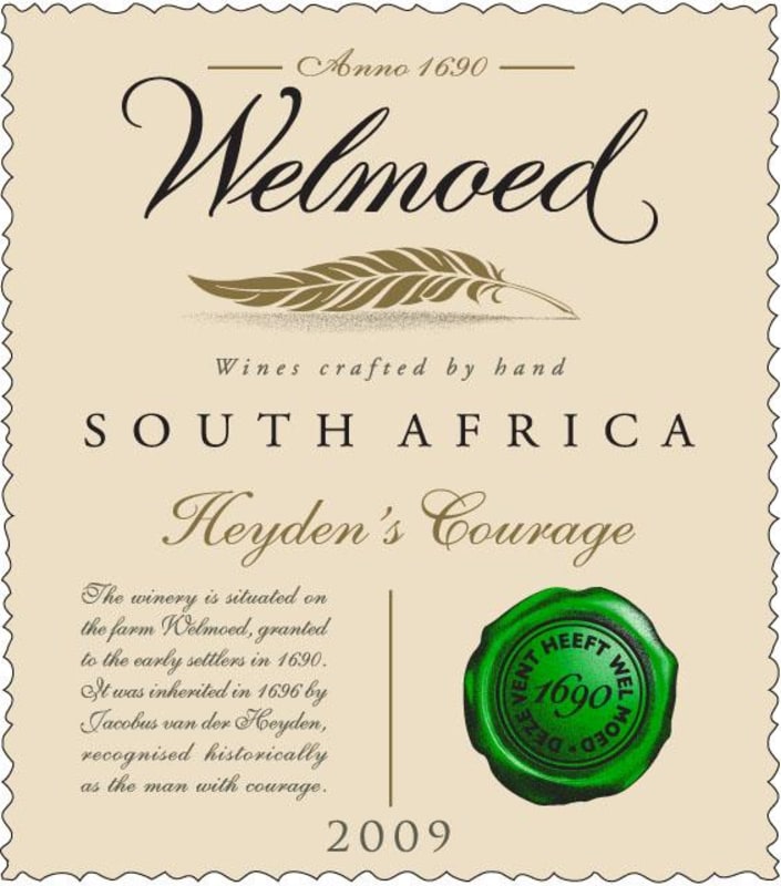 Welmoed Wines Heyden's Courage White 2009 Front Label