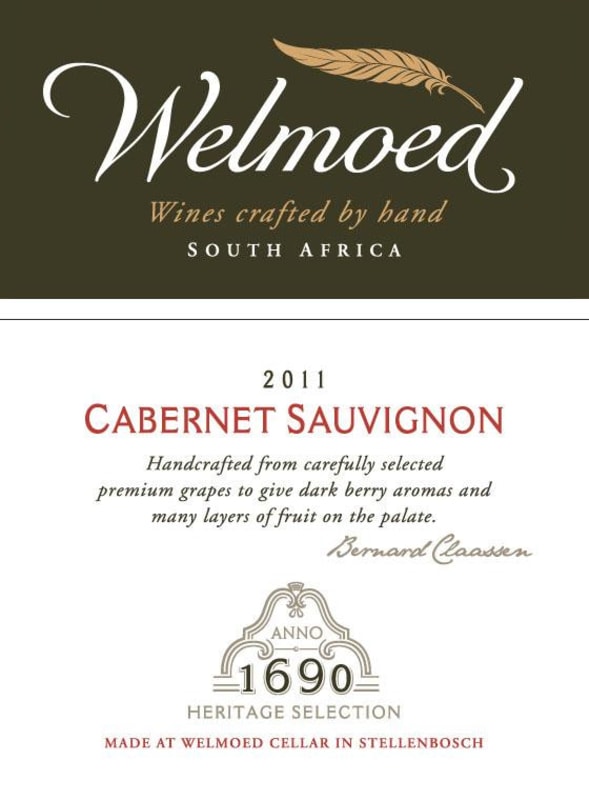 Welmoed Wines Cabernet Sauvignon 2011 Front Label