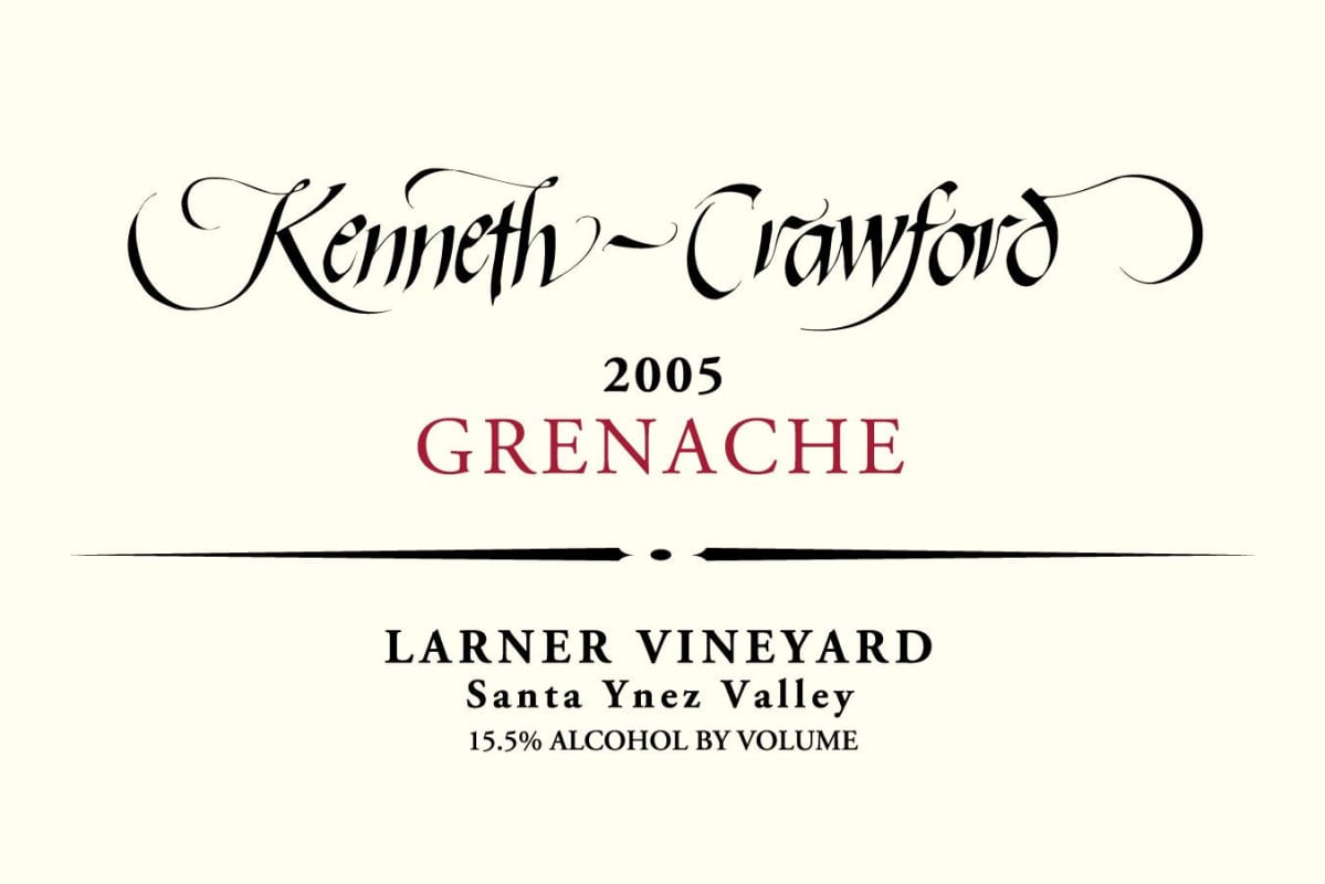 Kenneth-Crawford Larner Vineyard Grenache 2005 Front Label