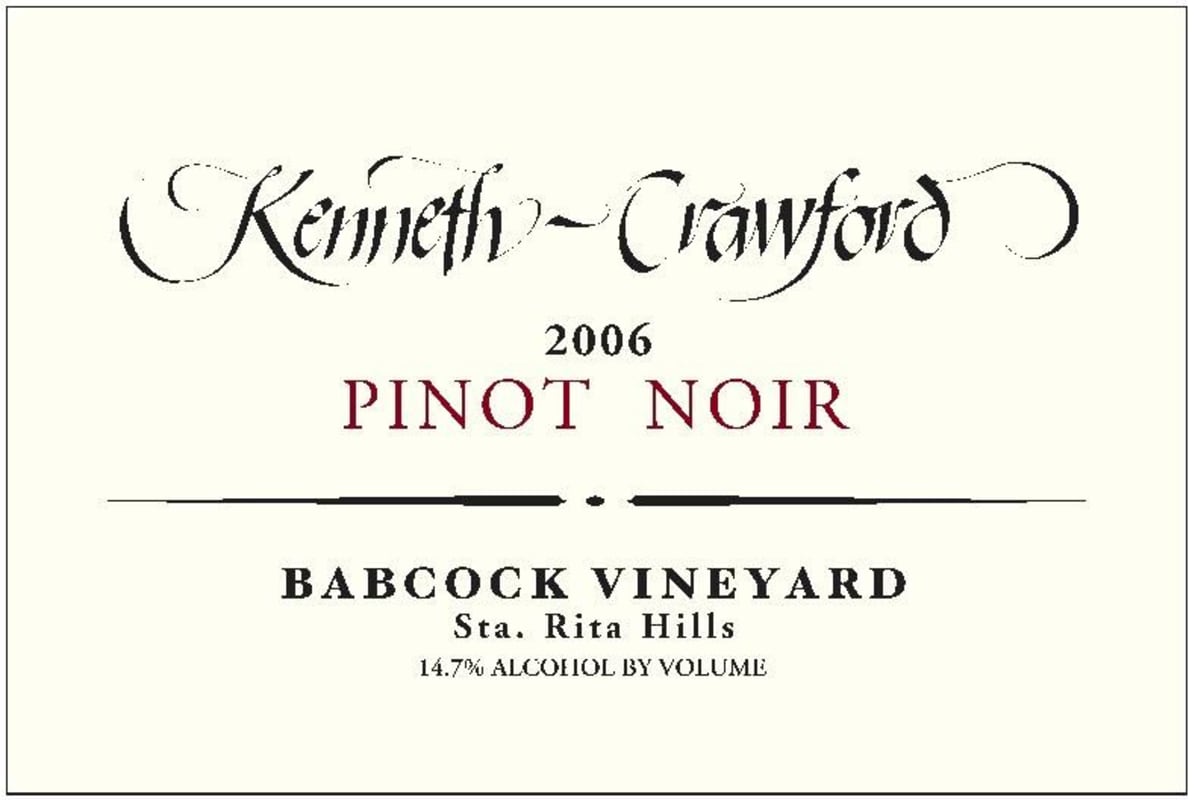 Kenneth-Crawford Babcock Vineyard Pinot Noir 2006 Front Label