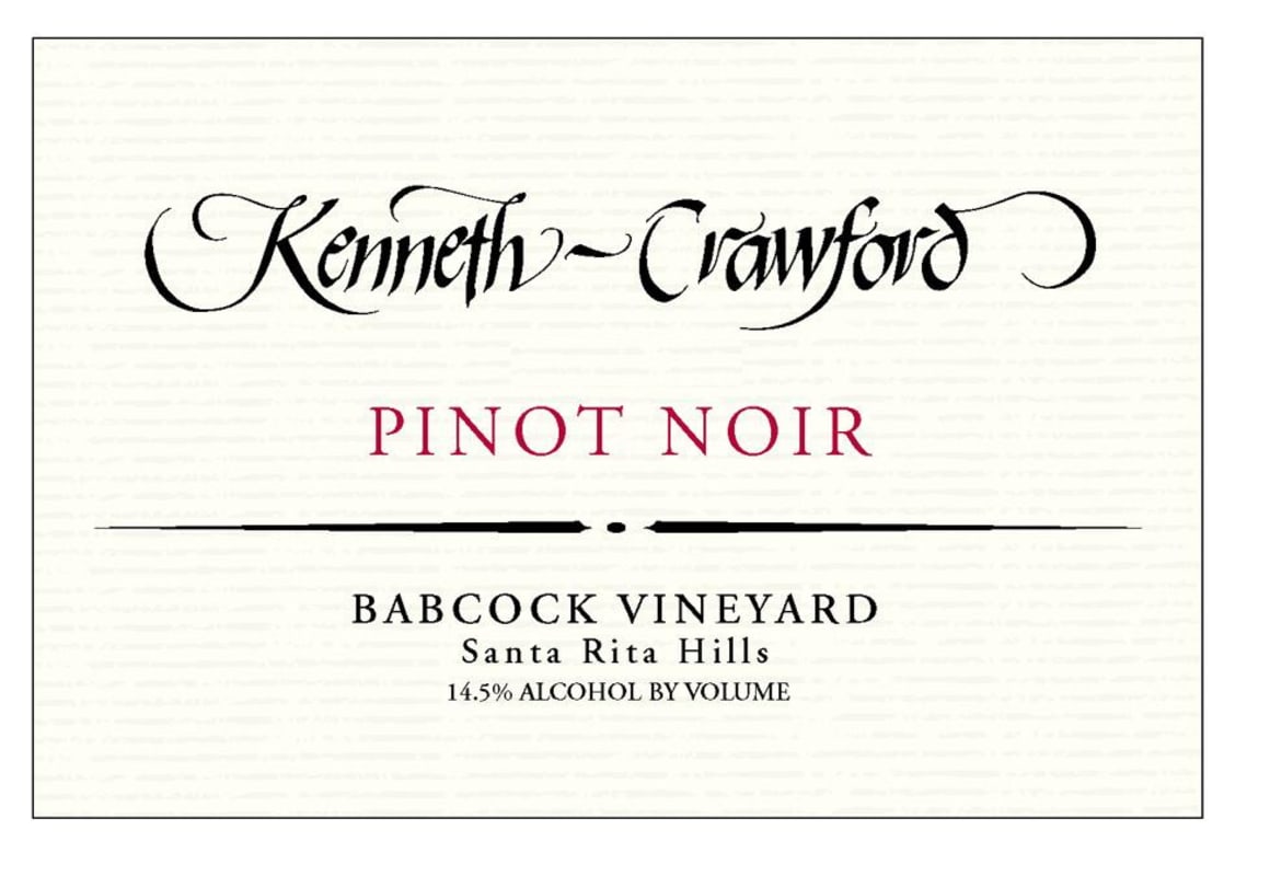 Kenneth-Crawford Babcock Vineyard Pinot Noir 2005 Front Label