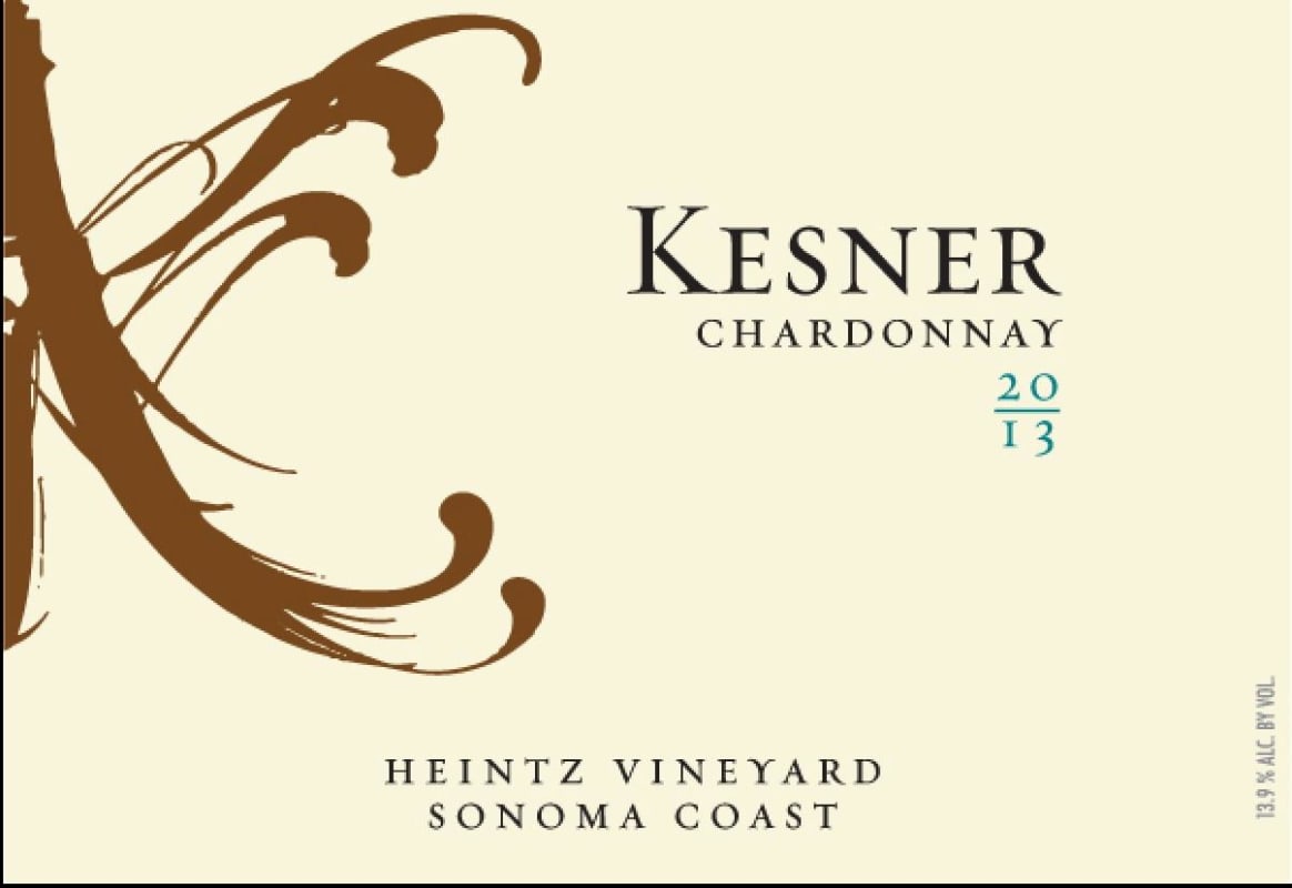 Kesner Wines Heintz Vineyard Chardonnay 2013 Front Label