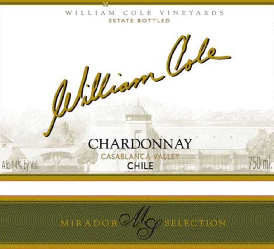 William Cole Vineyards (Chile) Mirador Selection Chardonnay 2014 Front Label