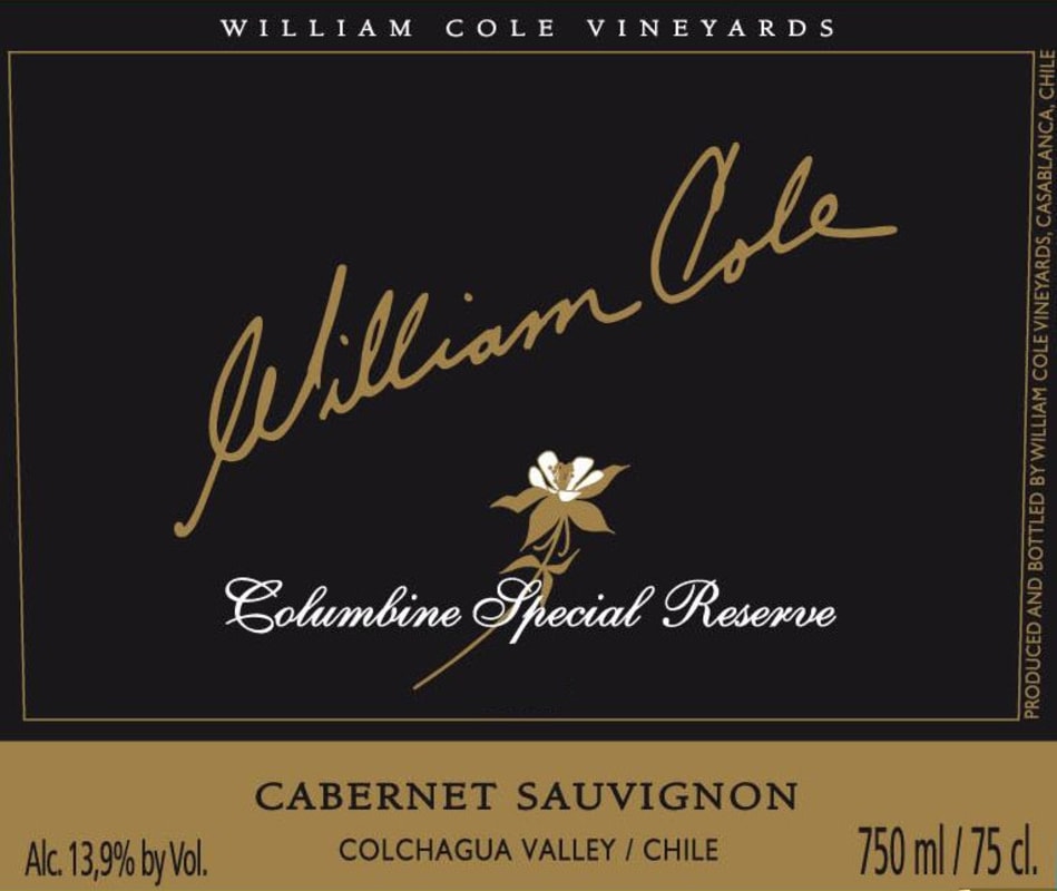 William Cole Vineyards (Chile) Columbine Special Reserve Cabernet Sauvignon 2012 Front Label