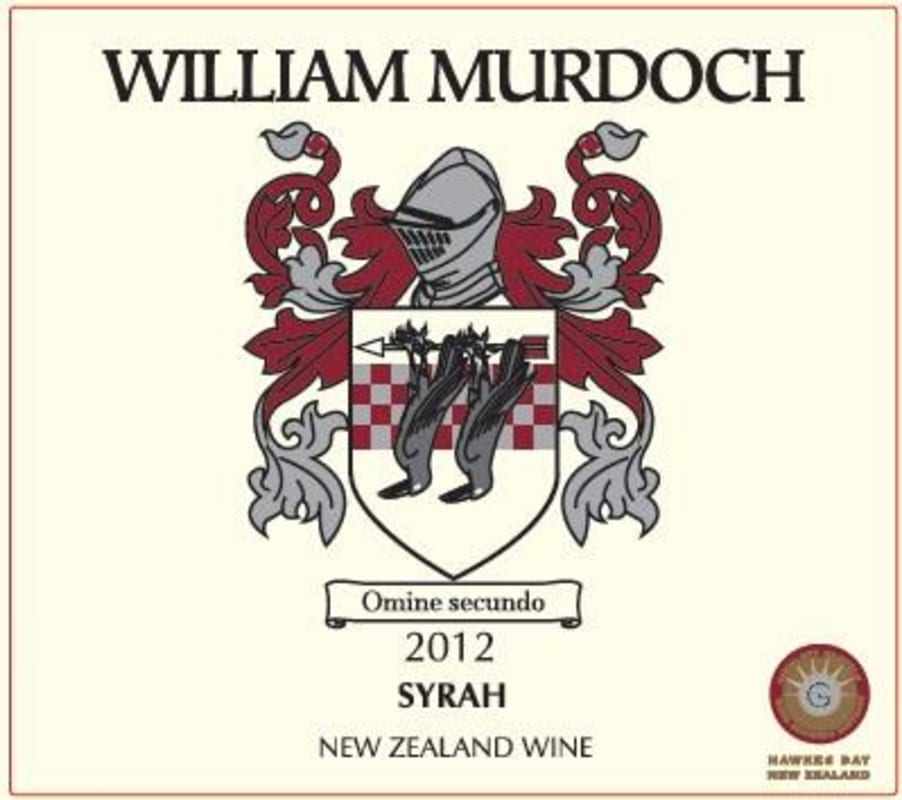 William Murdoch Wines Syrah 2012 Front Label