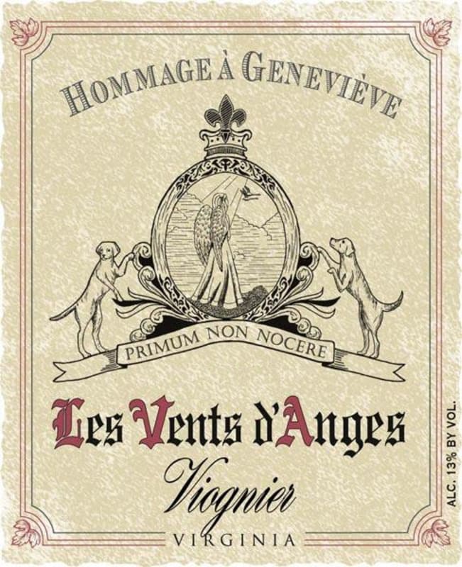 Keswick Vineyards Les Vents d'Anges Viognier 2012 Front Label