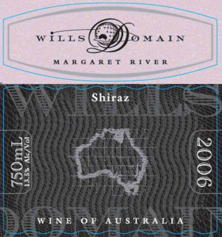 Wills Domain Shiraz 2006 Front Label